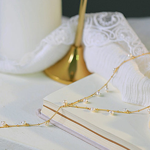 Elegant Y Shape Dainy Pearls Long Necklace - Zafari Studio Jewelry